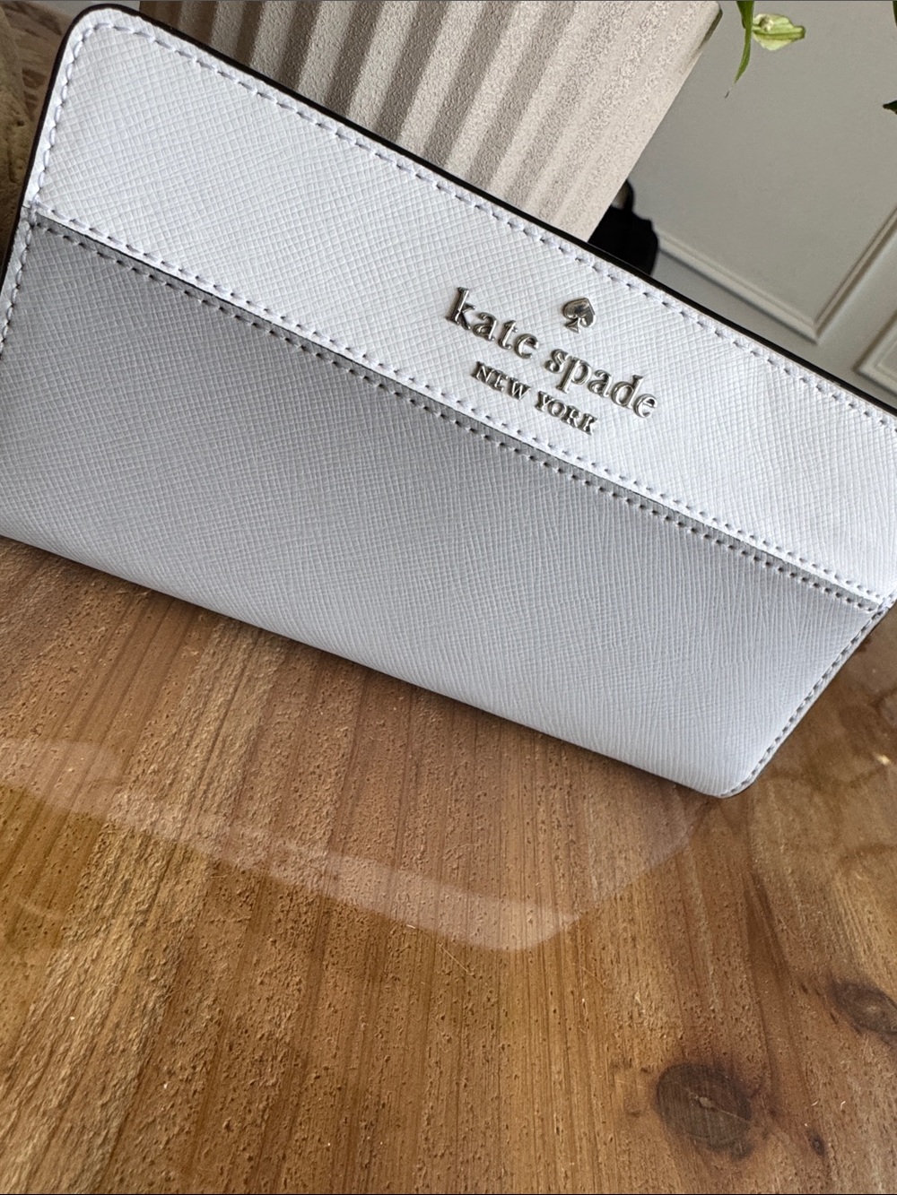 kate spade white saffiano continental wallet